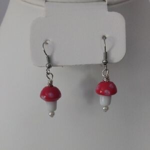 Red and White Mushroom Earrings